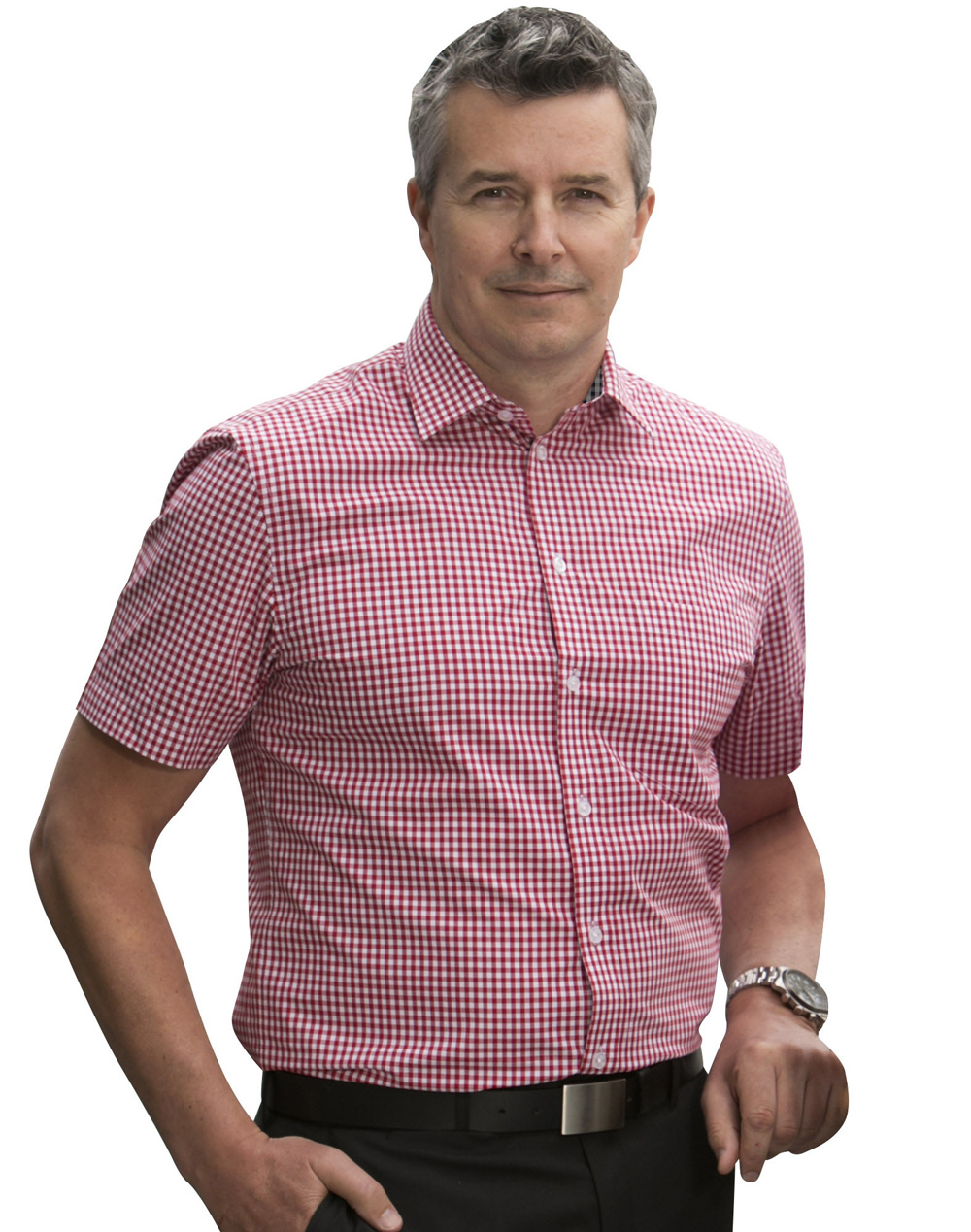 M7330S Men's Gingham Check Short Sleeve 
