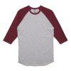 5012 RAGLAN TEE - GREY MARLE/BURGUNDY