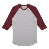 5012 RAGLAN TEE - GREY MARLE/BURGUNDY