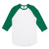 5012 RAGLAN TEE - WHITE/KELLY GREEN